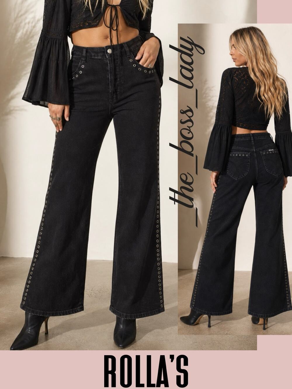 Rolla's wide-leg jeans cotton boho high rise casual pants 31